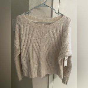 By Anthropologie Eyelash Cable-Knit Sweater in Ivory
